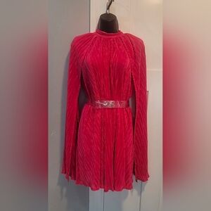 Elegant Pink Pleated Dress